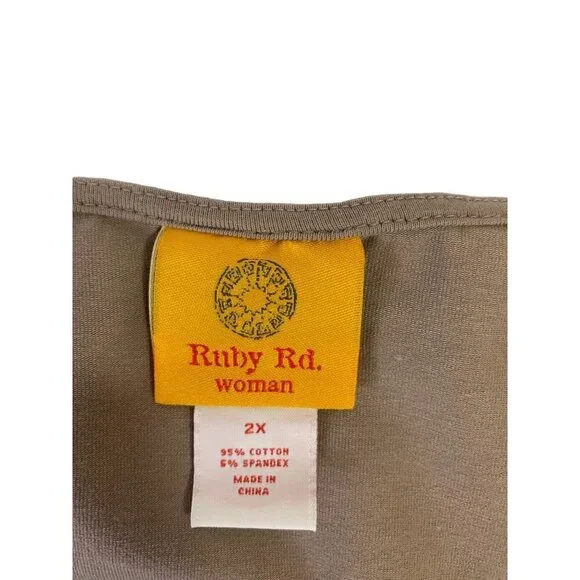 Ruby Rd. Women's Tan & Gold Top - Picture 3 of 7